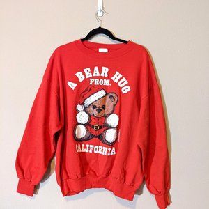 Vintage 90s Christmas Sweater Men’s XXL California Bear Hug Holidays Made in USA